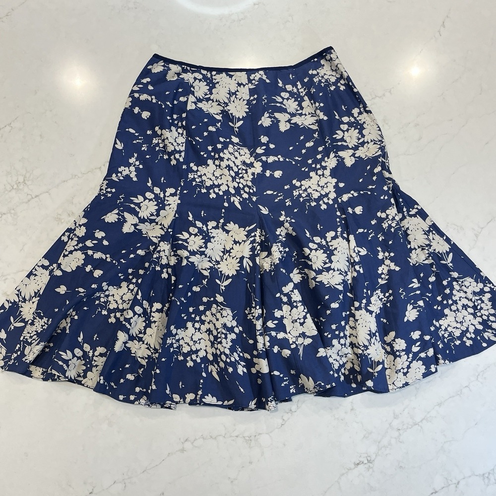 Poetry Cotton Silk Coquette Feminine Floral Midi Skirt Lined Side Zip US 14 UK18